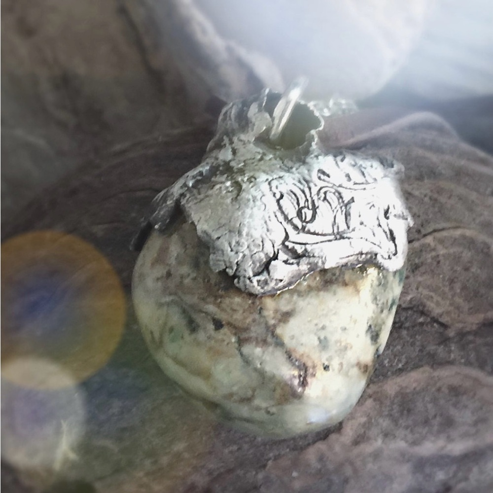 Silver and African turquoise necklace